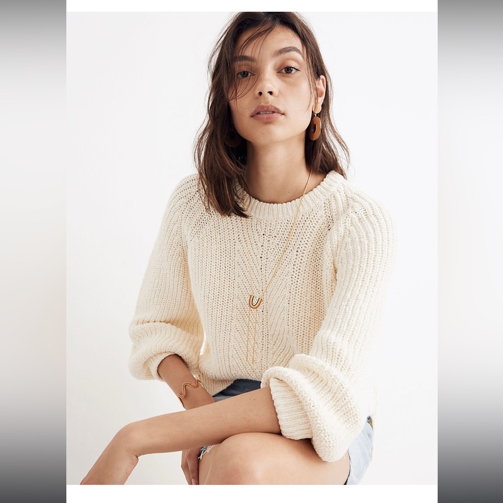 NWT Madewell Ballon Sleeve Pullover In cream size XS
